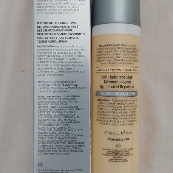 IT Cosmetics Confidence in a Gel Lotion Oil Free Weightless Moisturiser 2.5 oz - Picture 2 of 2